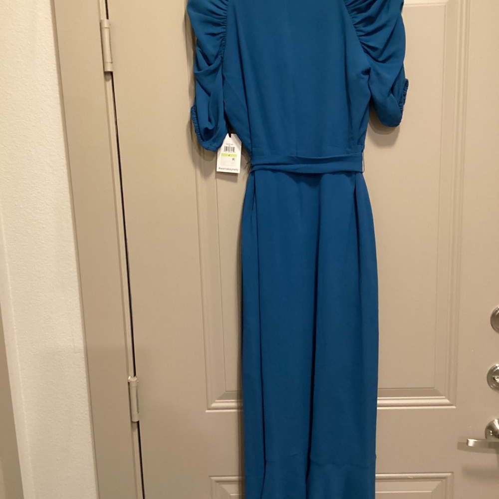 Kensie Pebble Puff Sleeve Crepe Faux Wrap Dress, size 4 - Picture 8 of 16